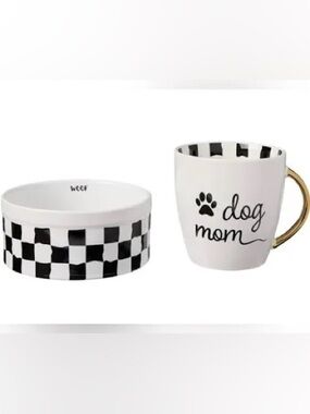 Cutest 
New Crofton Crofton Dog Mom Mug & Bowl Ceramic Black Gold White Set